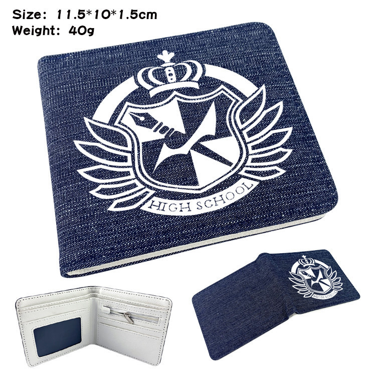 Danganronpa การ์ตูนผู้ชายและผู้หญิง Casual Denim กระเป๋าสตางค์ใบสั้นนักเรียน Denim กระเป๋าใส่เหรียญ