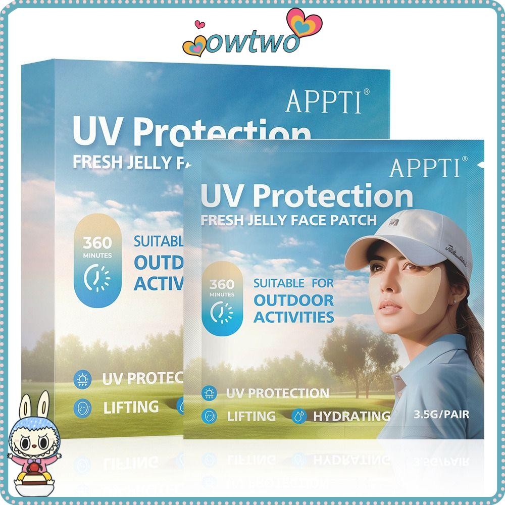 [OWTWO] แผ่นแปะกันแดด 5 คู่/กล่อง, แผ่นแปะหน้าป้องกันรังสียูวีกันแดดกอล์ฟ, สติ๊กเกอร์ป้องกันเหงื่อ Fresh Jelly Sunblock Gel Eye กิจกรรมกลางแจ้ง