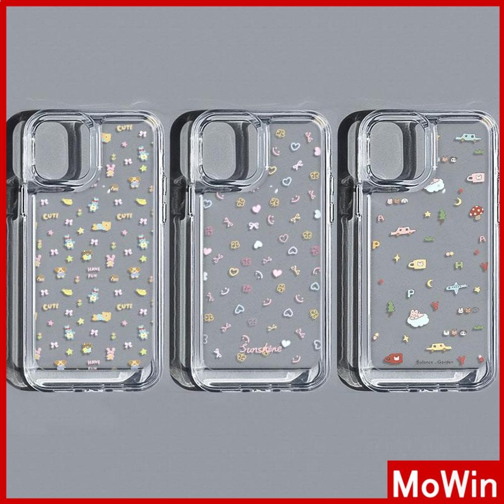 Mowin - สำหรับ iPhone 16 Pro Max เคสใส TPU ปุ่มชุบไฟฟ้าอ่อนป้องกันกล้องกันกระแทก สัตว์และดอกไม้ เข้ากันได้กับ iPhone 14 13 12 11 XS XR 7Plus 8 Plus