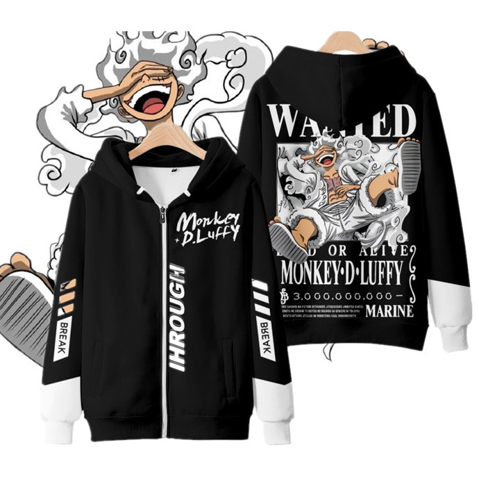 อะนิเมะ One Piece เสื้อผ้า Hoodie ผู้ชาย One Piece Luffy Hooded Pullover Mens Boys ฤดูหนาวเสื้อแขนยาว Plus ขนาด