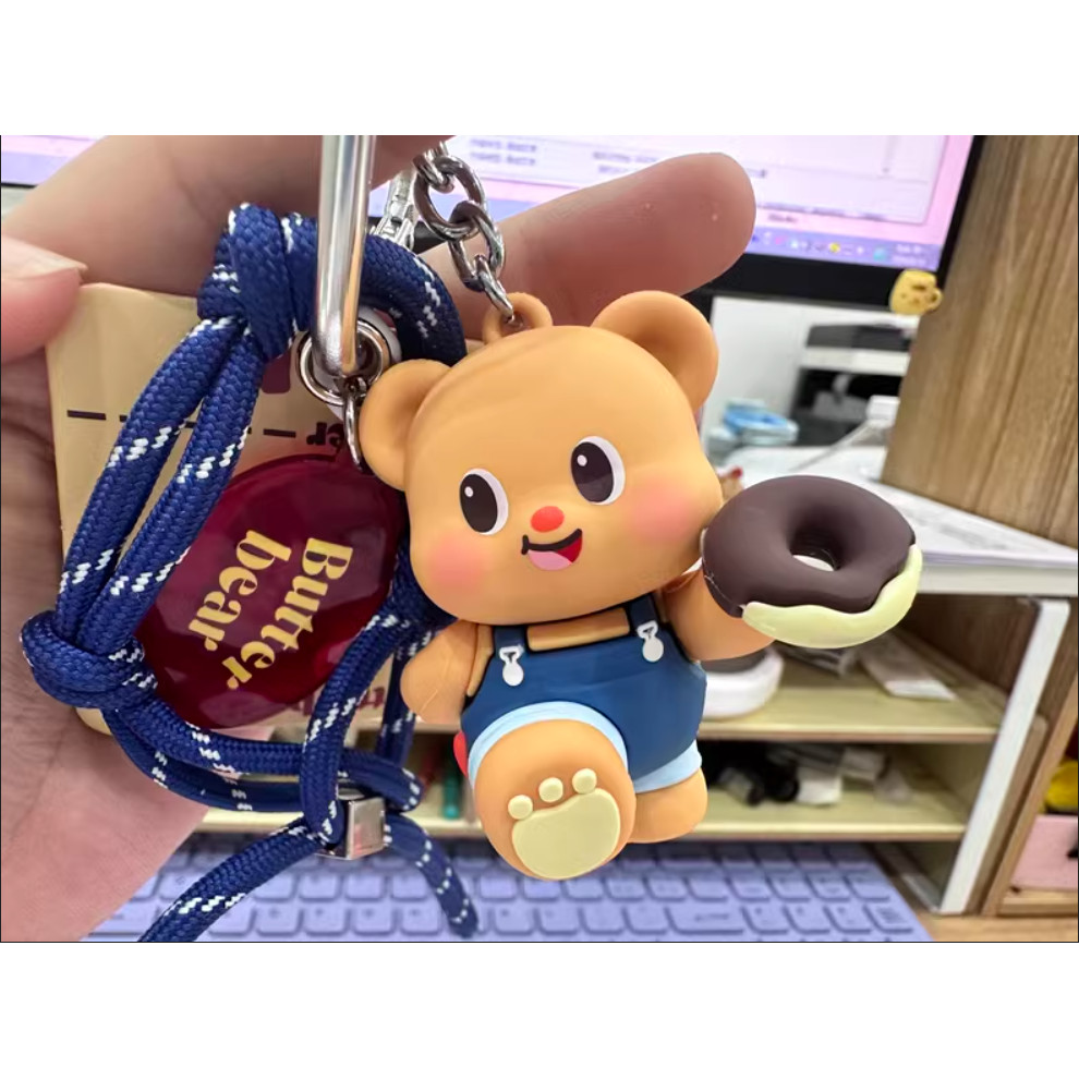 ใหม่หมีเนยจี้พวงกุญแจแหวนน่ารักเนยหมีพวงกุญแจของขวัญ