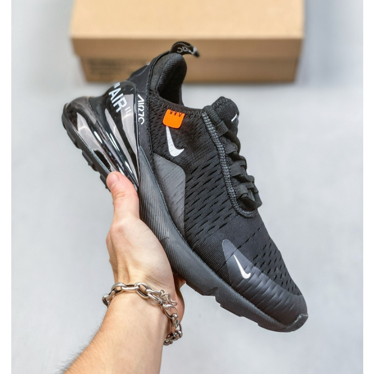 Nike Air Max 270 React รองเท้าวิ่งผู้ชายรองเท้าผ้าใบผู้หญิง All Black WXG9