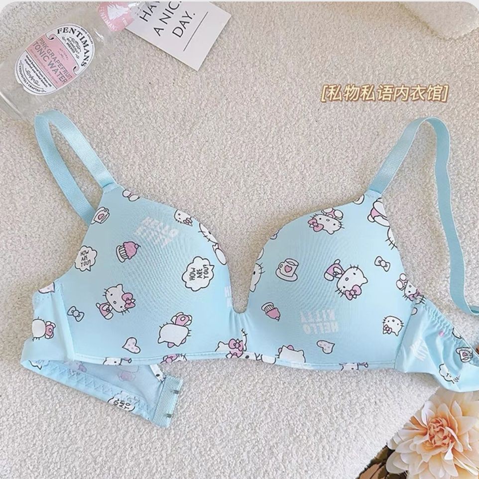 Hello Kitty Girl Bra ที่ไม่มีสายหนัง katie Anti-SLIP Small breast Push-Up ชุดชั้นในน่ารัก Sweet ราคา ถูกที่สุด ดีลบีเคเค แกลเลอรีภาพที่ 5