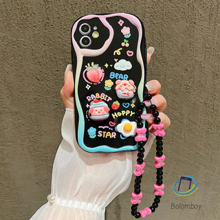 DIY เคส สำหรับไอโฟน 11 15 12 13 14 16 Pro Max 7 8 Plus XR XS X SE 2022 2020 พร้อมสายคล้อง พร้อมอุปกรณ์เสริมสุดน่ารัก