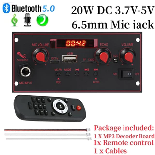 เครื่องขยายเสียง20W DC 5V บลูทูธบอร์ดเครื่องถอดรหัส6.5Mm ไมโครโฟนวิทยุเอฟเอ็ม TF USB รถเสียงเพลงลำโพงเครื่องเล่นการควบคุ