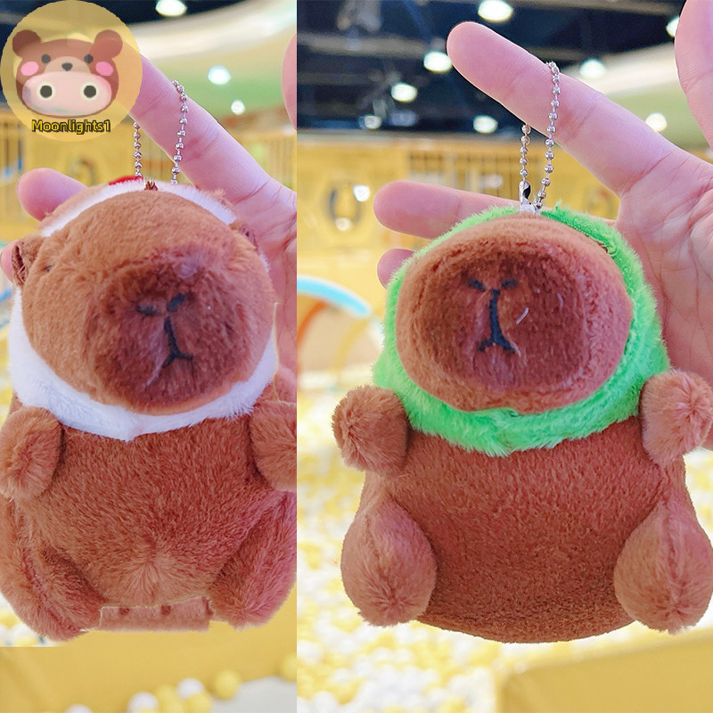 Moonlights1 Capybara ตุ๊กตาตุ๊กตาการ์ตูนพวงกุญแจจี้นุ่มยัดตุ๊กตากระเป๋าเป้สะพายหลังจี้กระเป๋ารถ Key Ring Decor ของขวัญเด็กพวงกุญแจ EN