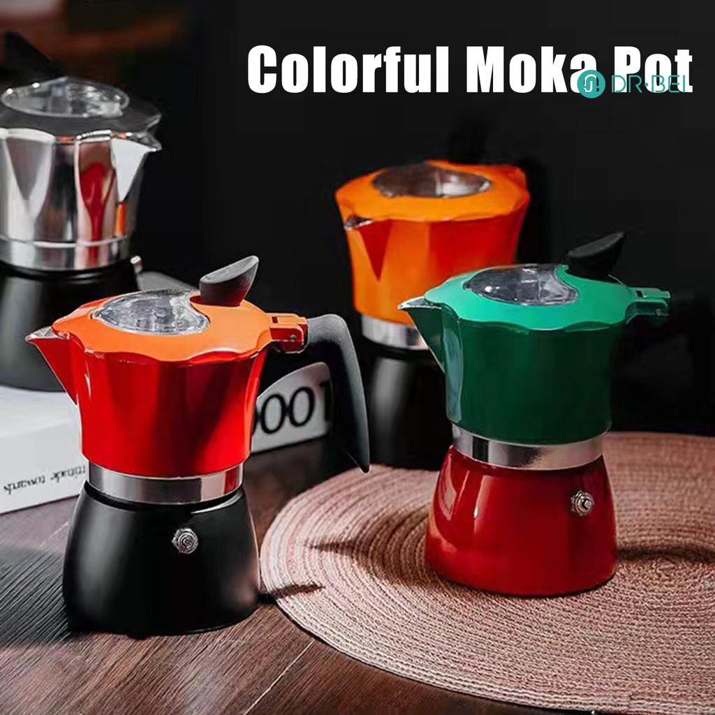 Dr.bei 150/300ML Moka Pot เครื่องชงกาแฟเอสเปรสโซ 3 ถ้วย 6 ถ้วยรั่วเตาตั้งพื้นอิตาเลี่ยนเครื่องชงกาแฟสําหรับ Home Kitchen ร้านอาหารท่องเที่ยวกลางแจ้ง