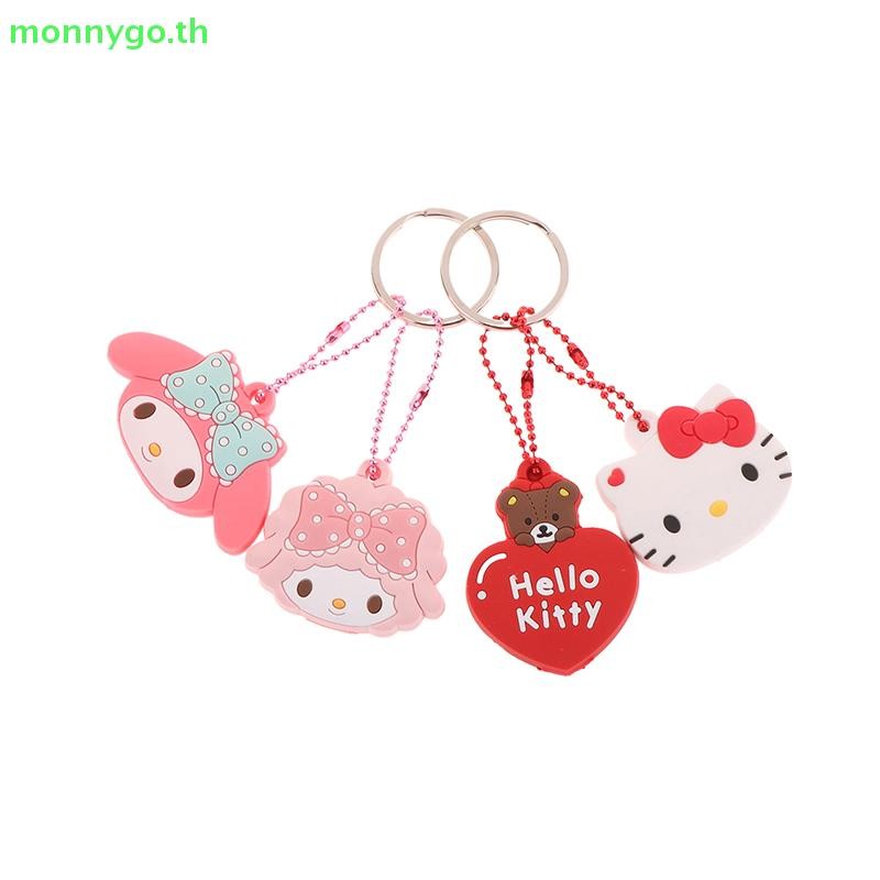 Monnygo Sanrio Key หมวกป้องกันชุด Kawaii My Melody Hello Kitty การ์ตูน PVC Key Cover พวงกุญแจแบบพกพาผู้ถือ TH