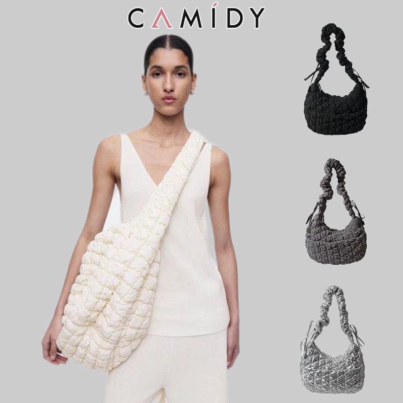 Camidy Stylish shoulder Tote bag กระเป๋าสะพายจีบเมฆมหาสมุทรเรียบง่าย