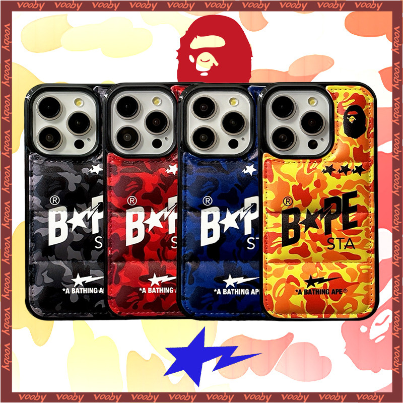 Bape ลายพราง APE STA graffiti ป้ายลงแจ็คเก็ตเคสโทรศัพท์เหมาะสําหรับ IPhone16 16Pro 16ProMax 15 15P 15PM 14 14P 13 13P 13PM 12 12P 12PM 11P 11PM X XR 8 7 Mini xsmax