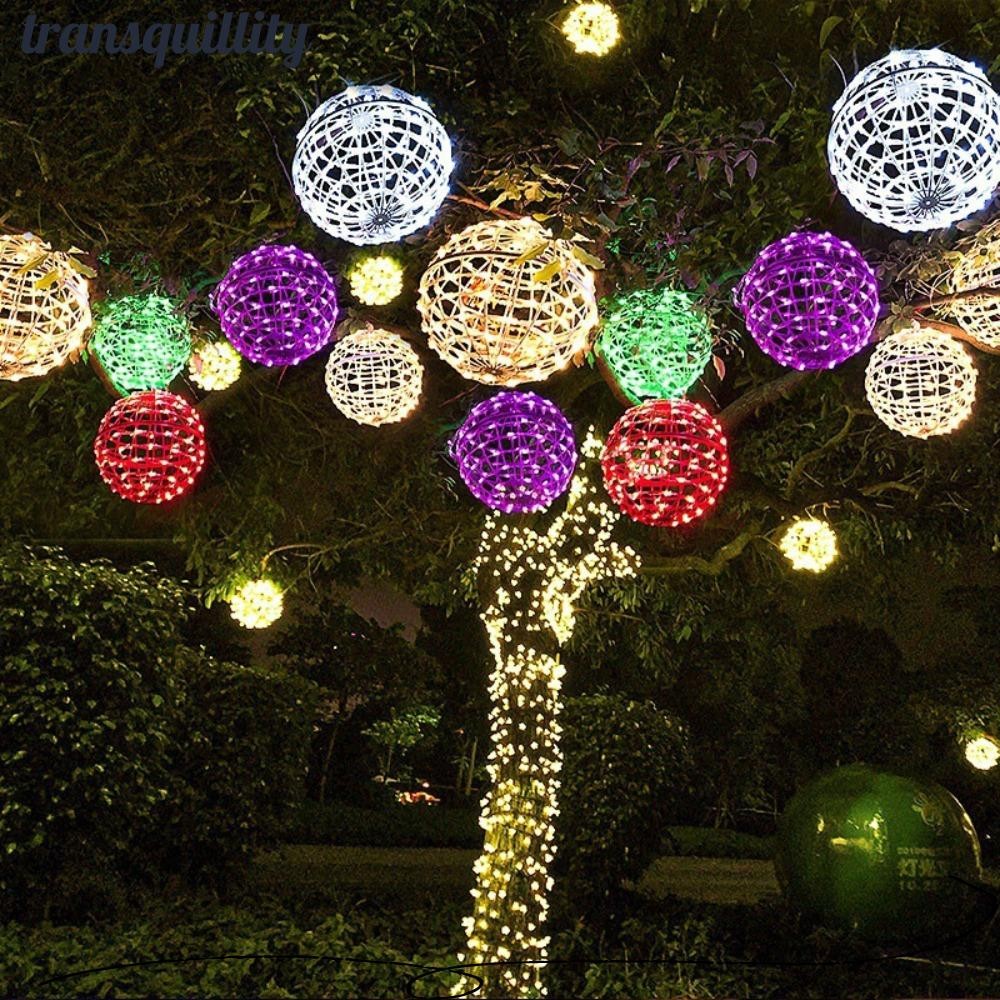 ไฟแขวน TRANSQUILLITY, ไฟ LED หลากสี, สายไฟนางฟ้า LED, ลูกบอลหวาย 20 ซม. กลางแจ้ง