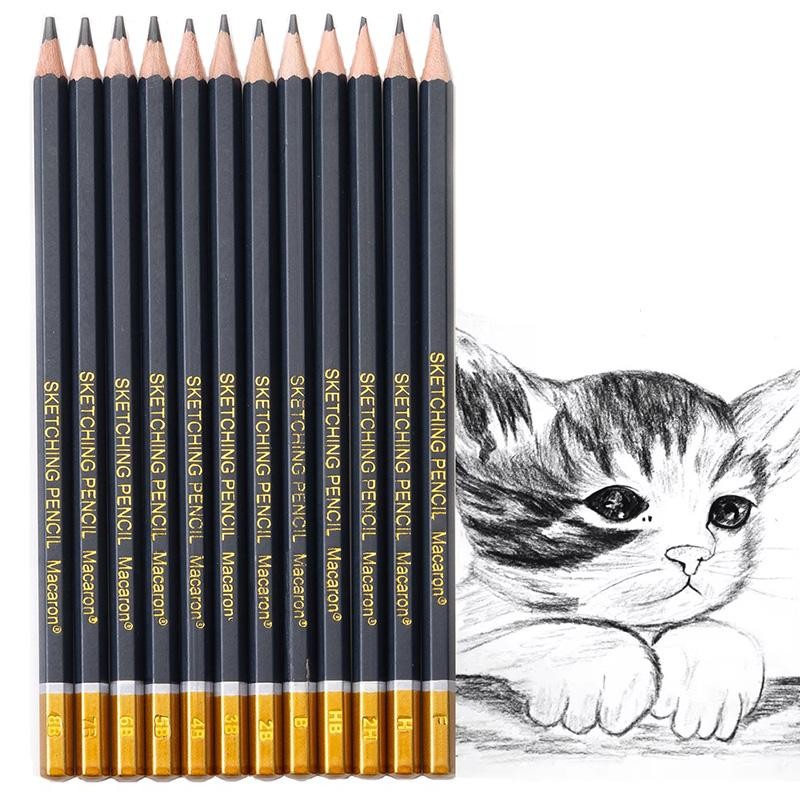 ชุดดินสอวาดภาพมืออาชีพ 12 ชิ้น (8B-HF) ดินสอกราไฟท์สําหรับร่าง/ดินสอถ่านแรเงาสําหรับศิลปินอุปกรณ์ศิล