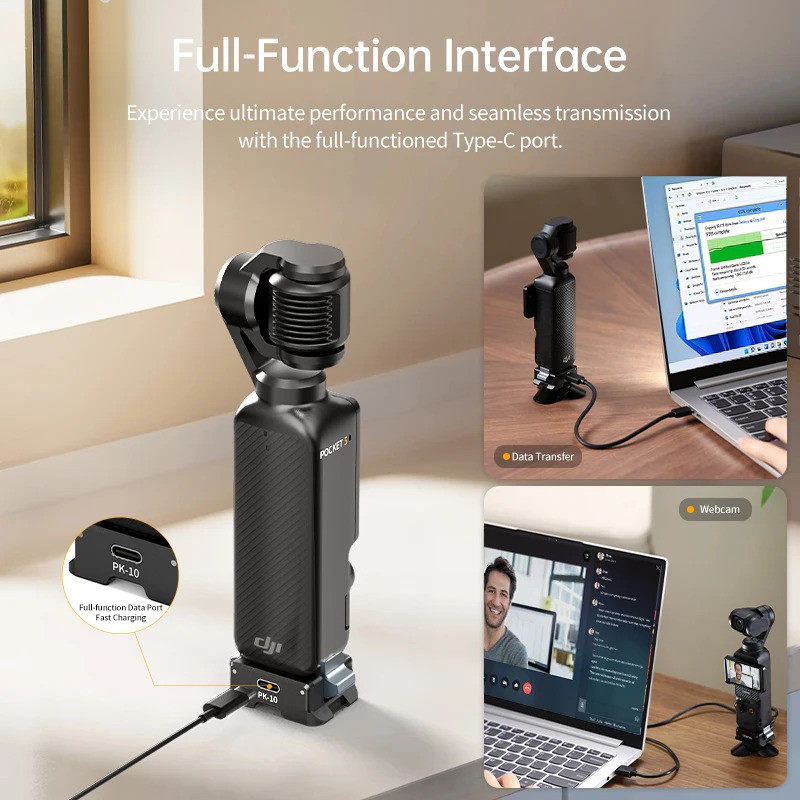 Ulanzi PK-10 Pocket 3 อะแดปเตอร์ขยายสําหรับ DJI Osmo Pocket 3 พร้อม 1/4 "สกรู Arca-Swiss 2-Prong Action Mount รองรับการชาร์จ