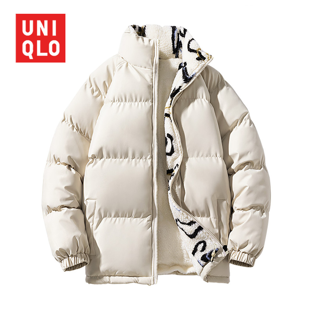 UNIQLO ยูนิโคล่ แจ็คเก็ตของผู้หญิง2024ใหม่ฤดูใบไม้ร่วง/ฤดูหนาวสุภาพสตรีผ้าฝ้ายเสื้อแนวโน้มซับเบาะหนาแจ็คเก็ตผ้าฝ้ายยืนขึ้นปกเสื้อ