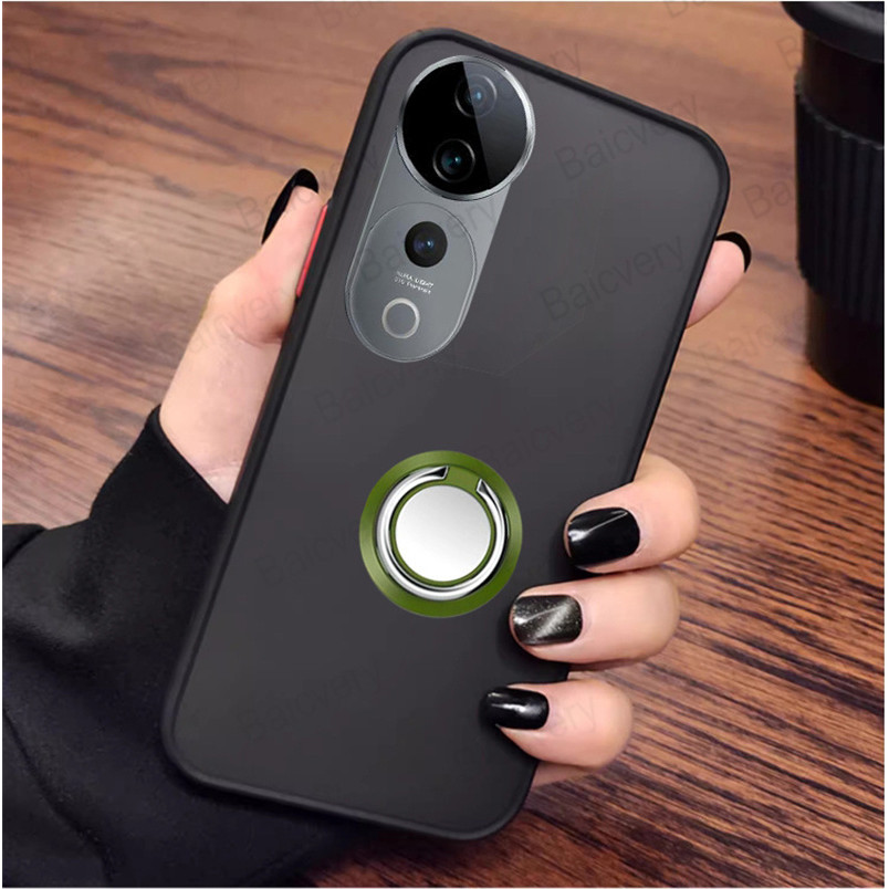 เคสโทรศัพท์ VIVO V40 5G V2348 V40 Pro V2347 พร้อมผู้ถือแหวนที่มีสีสัน Anti-Drop TPU ฝาครอบป้องกัน