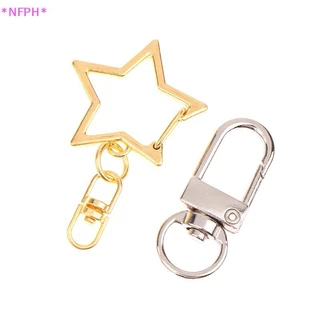 NFPH> 10 ชิ้น Star Pentagram D-shaped Hollow แหวนพวงกุญแจ DIY อุปกรณ์เสริมกุ้งก้ามกรามพวงกุญแจเครื่องประดับทําผลการค้นหาใหม่