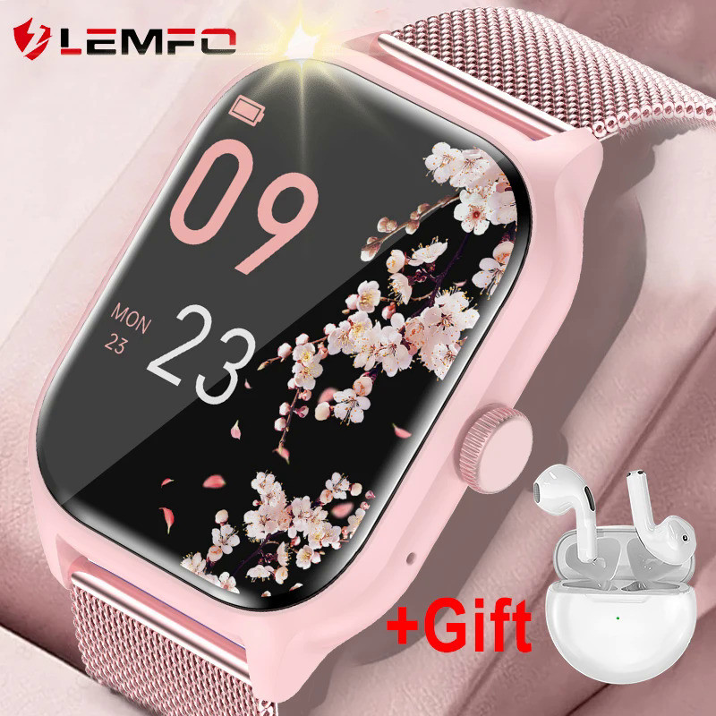 LEMFO LT10 Smart Watch For Women Bluetooth Call Voice Assistant Custom Watch Face Heart Rate Monitor