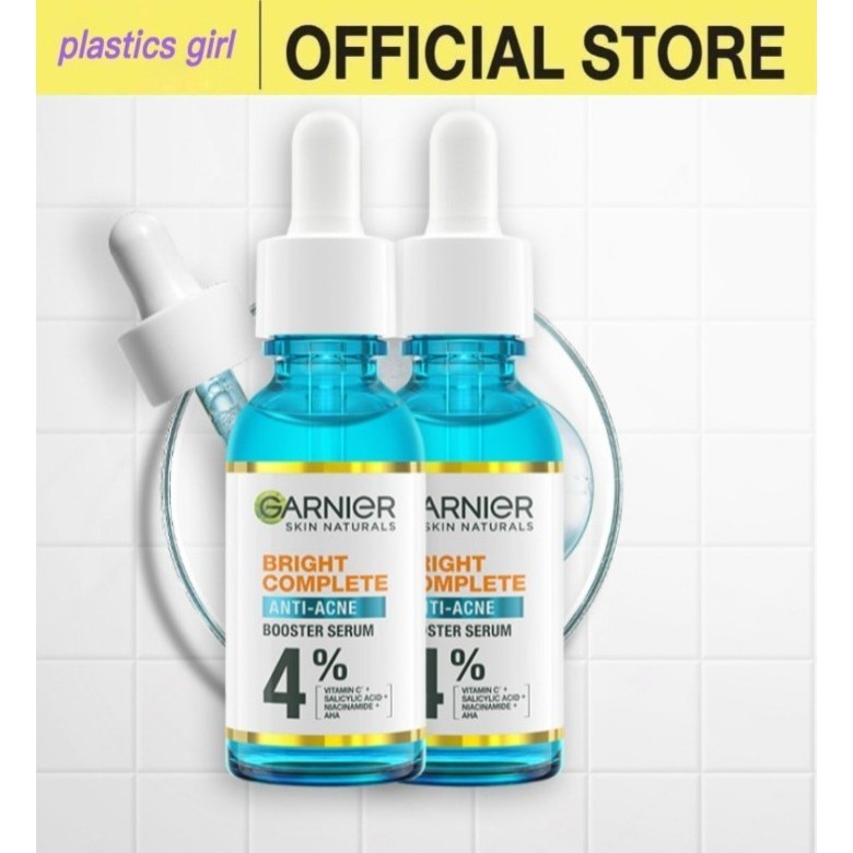 การ์นิเย่ ไบรท์ คอมพลีท แอนตี้-แอคเน่ บูสเตอร์ เซรั่ม 30มล. GARNIER SERUM เซรั่มสำหรับผิวเป็นสิว เซรั่มบำรุงผิวหน้า