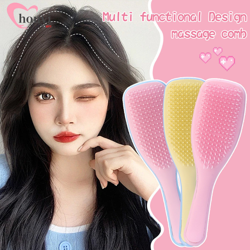 หวีนวดหนังศีรษะ 4 สี - เครื่องมือทําผมร้านทําผม - หวีผมโค้งตรงด้ามยาว - แปรงผมนวดอาบน้ํา - แปรงผมป้องกันไฟฟ้าสถิตย์ - เรียบผมหวีป้องกันปม