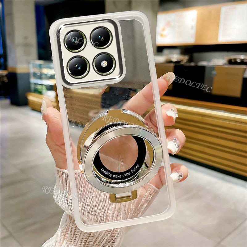 เคส Xiaomi 14T 14T Pro 5G 2024 ดีไซน์ใหม่ที่วางขาตั้งแม่เหล็กปลอกใส Xiaomi Mi 14T 14TPro เคสโทรศัพท์แบบนุ่มใสบางพิเศษพร้อมการป้องกันเลนส์กล้อง