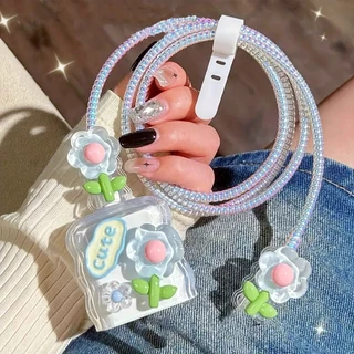 1ชุด5ชิ้น ชุดถนอมสายชาร์สำหรับ ไอโฟน20W/18W/30W Cable Bite เคสหัวชาร์จ สายชาร์จ ลายการ์ตูนน่ารัก ตัวถนอมสายชาร์จ