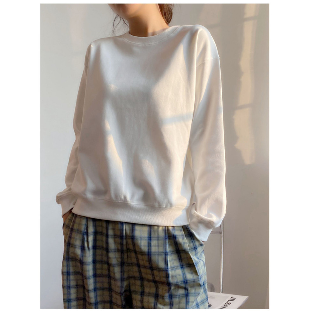 พร้อมส่งในไทย  เสื้อสเวตเตอร์แขนยาว แบบลำลอง สีพื้น ผู้หญิง ขนาด M-5XL ราคา ถูกที่สุด ดีลบีเคเค แกลเลอรีภาพที่ 3