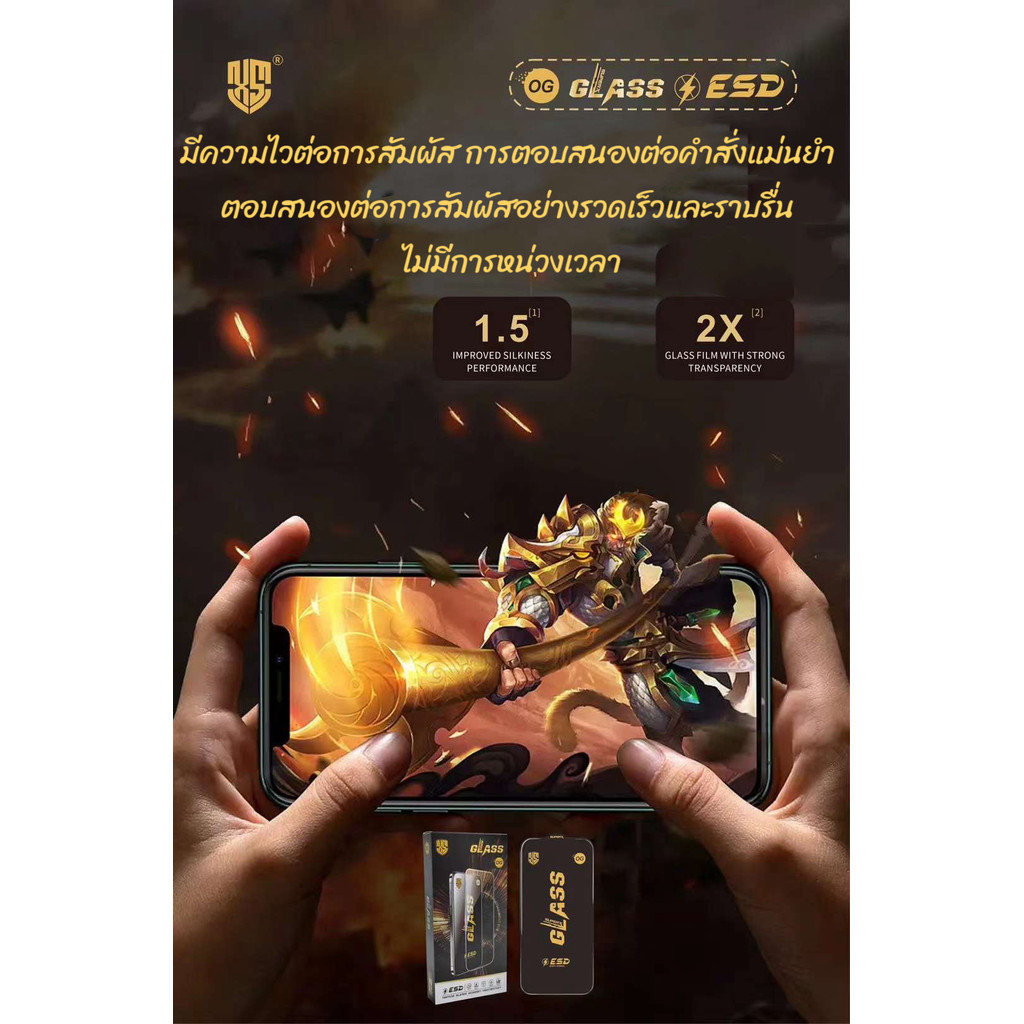 ฟิล์มกระจกสำหรับiPhoneแบบเต็มจอจอโค้ง ป้องกันไฟฟ้าสถ OG 15Promax/14PROMAX/13PROMAX/14/13 Pro/12 Pro Max/12/11/XR/7P - รูปที่ 2