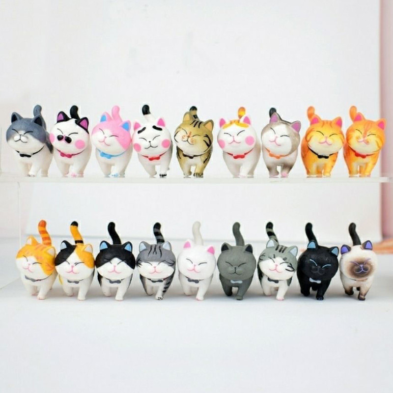 9ชิ้น/เซ็ต3-4เซนติเมตรน่ารักมินิสยามแมวสัตว์ตุ๊กตาญี่ปุ่นอะนิเมะเบลล์แมวตุ๊กตาน่ารักพีวีซีจําลองแมวรูปปั้นของขวัญปีใหม่ตกแต่งบ้านเครื่องประดับงานฝีมื