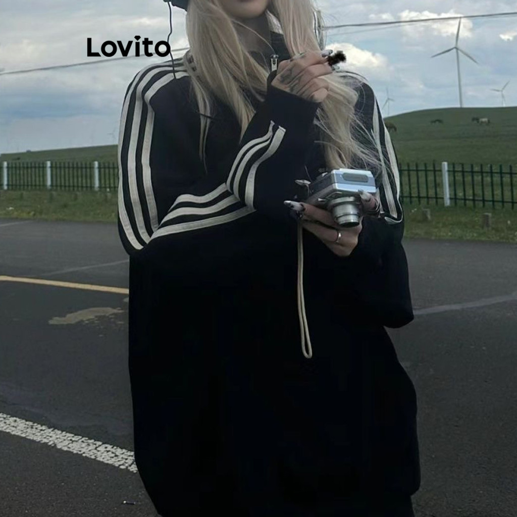 Lovito เสื้อสเวตเตอร์โบว์ผีเสื้อลำลองสำหรับผู้หญิง LNA73495