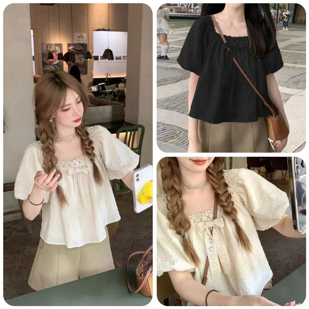 เสื้อแขนสั้นลูกไม้แฟชั่นสำหรับฤดูร้อน