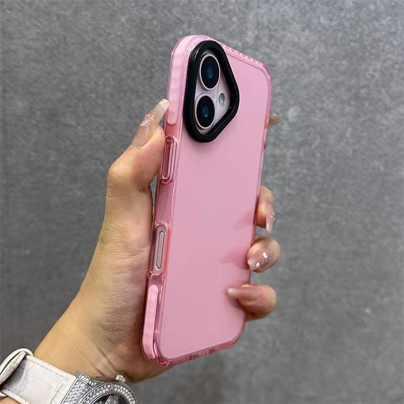 หรูหราทูโทนขอบกึ่งโปร่งใสซิลิโคนเคสโทรศัพท์สําหรับiphone 16 Pro Max 15 14 13 12 11 Pro Max 16 Plusปลอกกันกระแทกเลนส์กล้องป้องกันนุ่มปกหลังIPhone