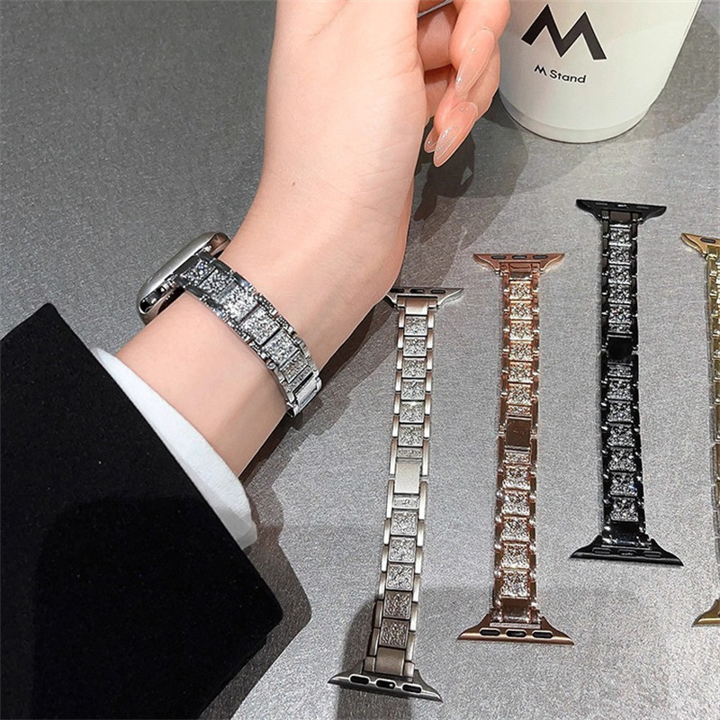 Sparkling Diamond Ladies Luxury Fine Items สายโลหะกรณี Series 10 46 มม.40 มม.41 มม.42 มม.44 มม.45 มม.38 มม.49 มม.Iwatch Series สําหรับ Iwatch 10 9 8 7 SE 6 5 4 3