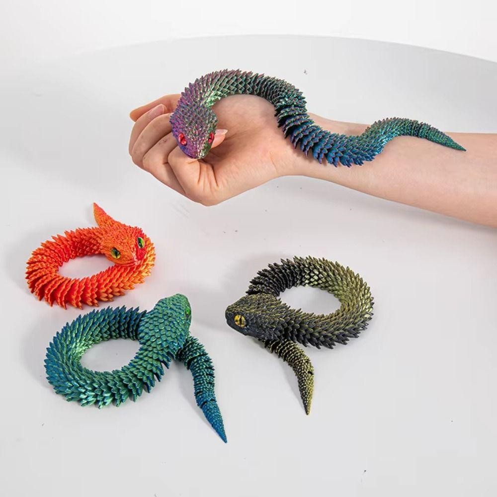 เครื่องประดับงู AUGUSTINE, งูพิมพ์ 3D หมุนได้สมจริง, ราศีจีนปีงู 30/45 ซม. PLA โมเดลจําลองสัตว์ทํามือฮาโลวีน