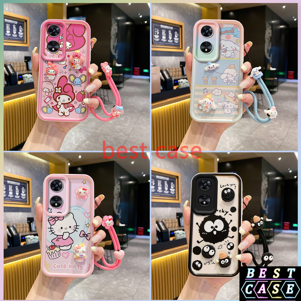 เคส OPPO A60 เคส Cinnamoroll และ ‌Hello Kitty ลายการ์ตูนสามมิติรูปตุ๊กตาเคสโทรศัพท์นุ่มน่ารัก XX-TYGZ