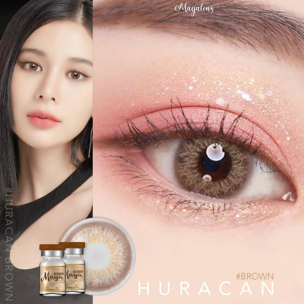 Premium Hydrogel คอนแทคเลนส์[กลาง] Huracan Brown / Gray (Mayalens) ☁️ อมน้ำ 60% มี อย.ไทย