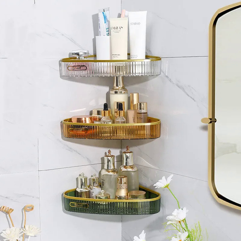Bathroom Shelf Shower Shelves Corner Shelf Plastic Wall Mount Shower Storage Rack Holder Bathroom Or