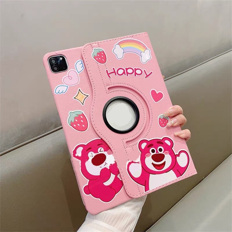 เคสสำหรับ ไอเเพด ปรับองศาได้360 องศา เข้ากันได้สำหรับ iPad Air4/5 10.9 Gen9/8/7 10.2 Air6 2024 Pro11 เคสหนัง ลายการ์ตูน