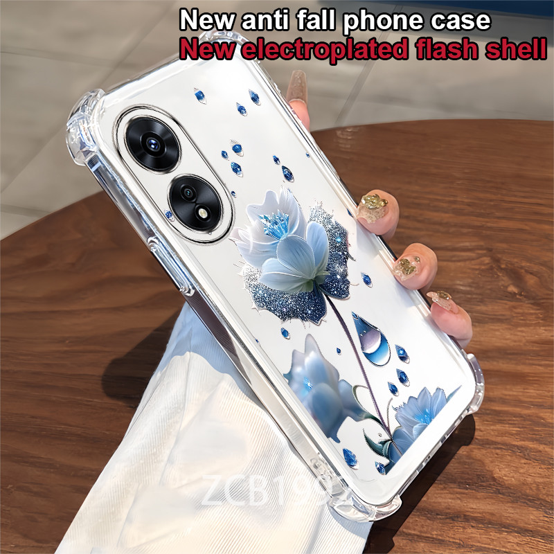 ขายร้อน Case สําหรับ OPPO A17 A18 A38 4G A97 A58 A78 4G 5G เคสโทรศัพท์ TPU คริสตัล raindrop รูปแบบดอกไม้สีฟ้าสี่มุม anti drop เคสใส ราคา ถูกที่สุด ดีลบีเคเค แกลเลอรีภาพที่ 7