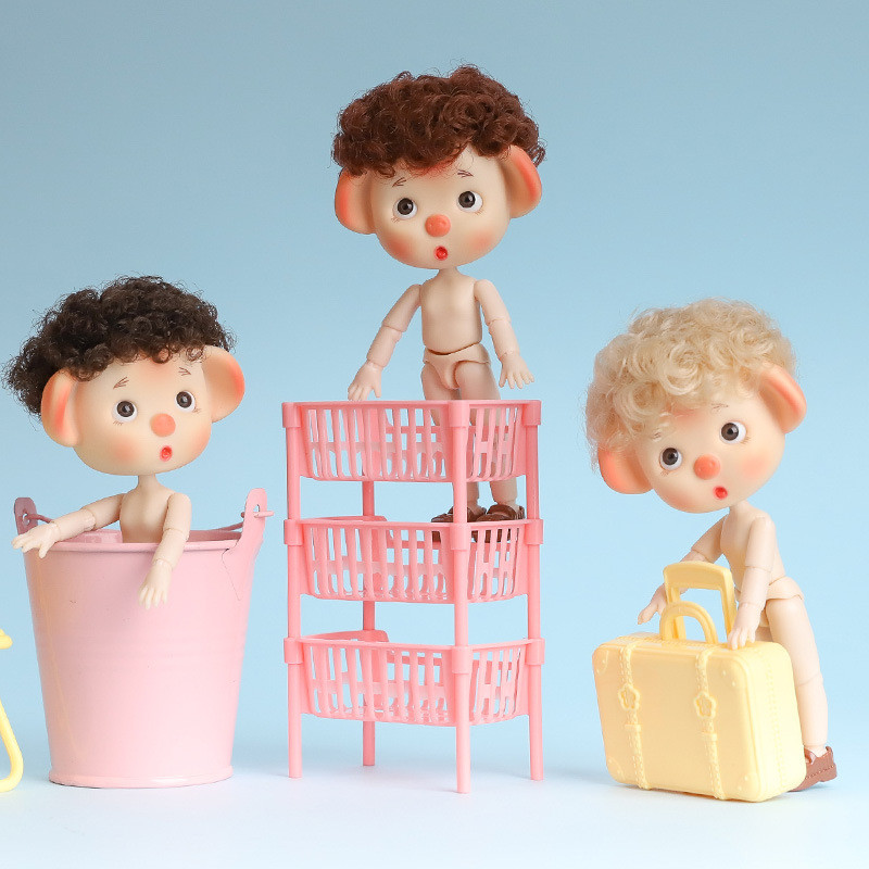 Mini Ob11 BJD 10/14 ซม.ตุ๊กตาเด็กผมหยิกวิกผมสั้น DIY ของเล่นตุ๊กตาปรับข้อต่อ