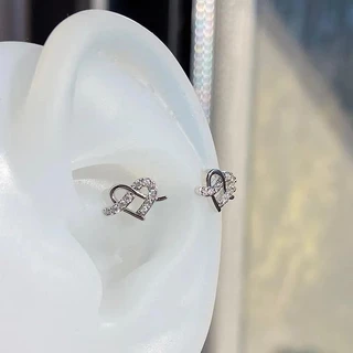 Jinjoo set 4 ชิ้น จิวต่างหู รุ่น Glittering Heart Charms set 4 แบบ 4 สไตล์ ก้านหนา 0.8 (สแตนเลส 316)