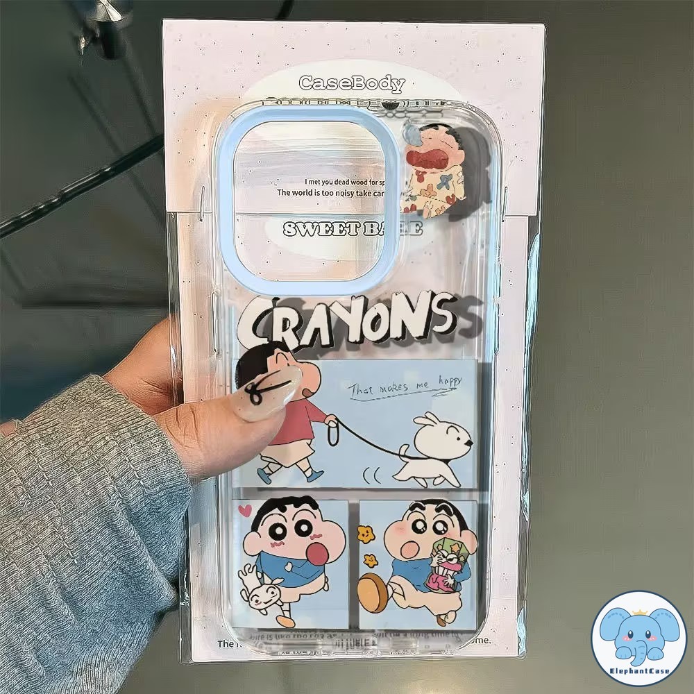 แฟชั่นการ์ตูนสีเทียนชิน - ชานฝาครอบใส เคสไอโฟน11 12 15 14 13 Pro Max 11 12 13 14 15 Pro XR X XS Max 6 6s 7 8 Plus SE