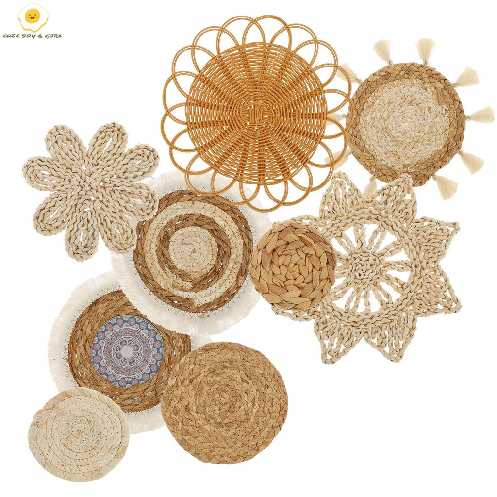 9 ชิ้นตะกร้าผนังตกแต่งแขวนทอตะกร้าผนังตกแต่ง Handmade ตะกร้า Wall Decor มัลติฟังก์ชั่ตกแต่งตะกร้าผนังชุด SHOPSBC6972 – โปรปัง