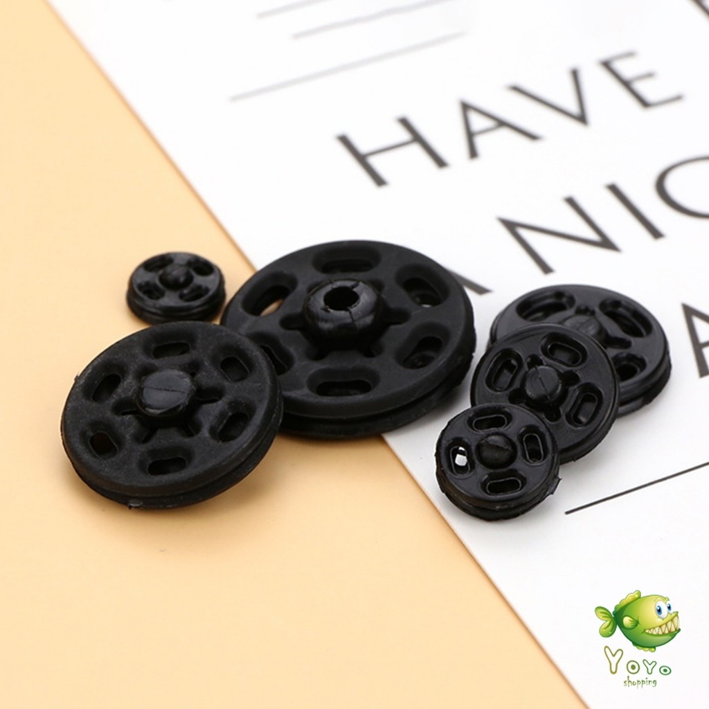 YOYO 10คู่ กระดุมแป๊กพลาสติก สีดำ สีขาว สีใสแบบเย็บ 10mm 15mm กระดุมแป๊กพลาสติกสีดำ Invisible button - รูปที่ 5
