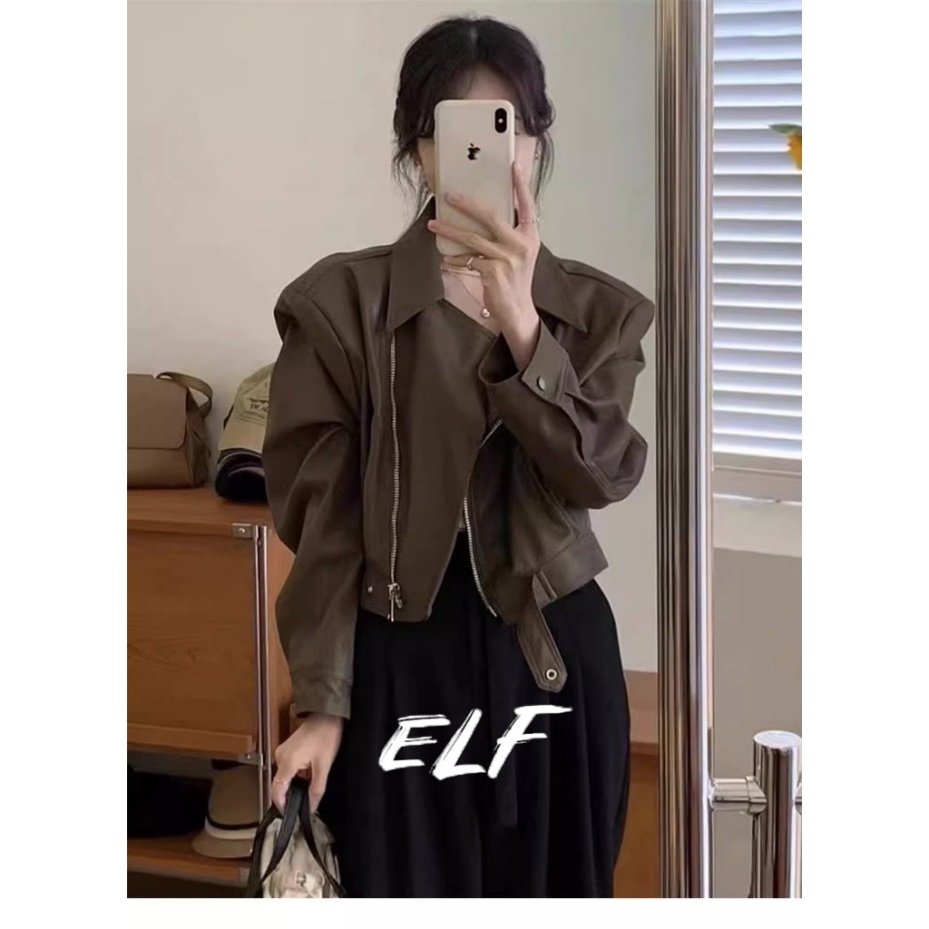 เสื้อแจ็คเก็ตหนัง ปู่ ผู้หญิงเสื้อแจ็คเก็ตหนังปกใหม่