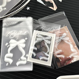 50 ชิ้น/แพ็ค Bowknot Stars ถุงปิดผนึก Toploader Photocard Self-กาวถุงบรรจุภัณฑ์วัสดุ
