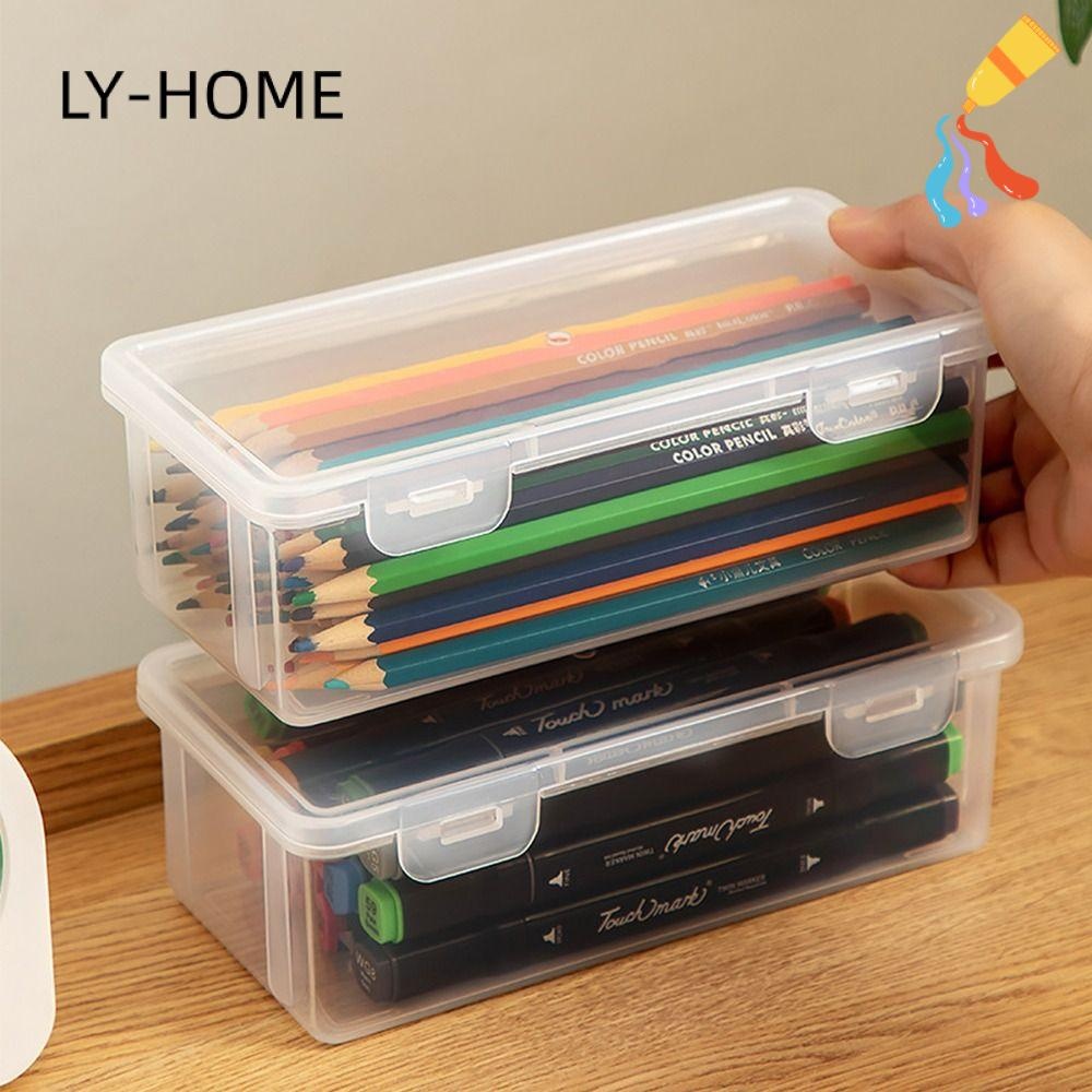 ลี่ กล่องเก็บของโปร่งใสแบบพกพาดินสอคุณภาพสูง