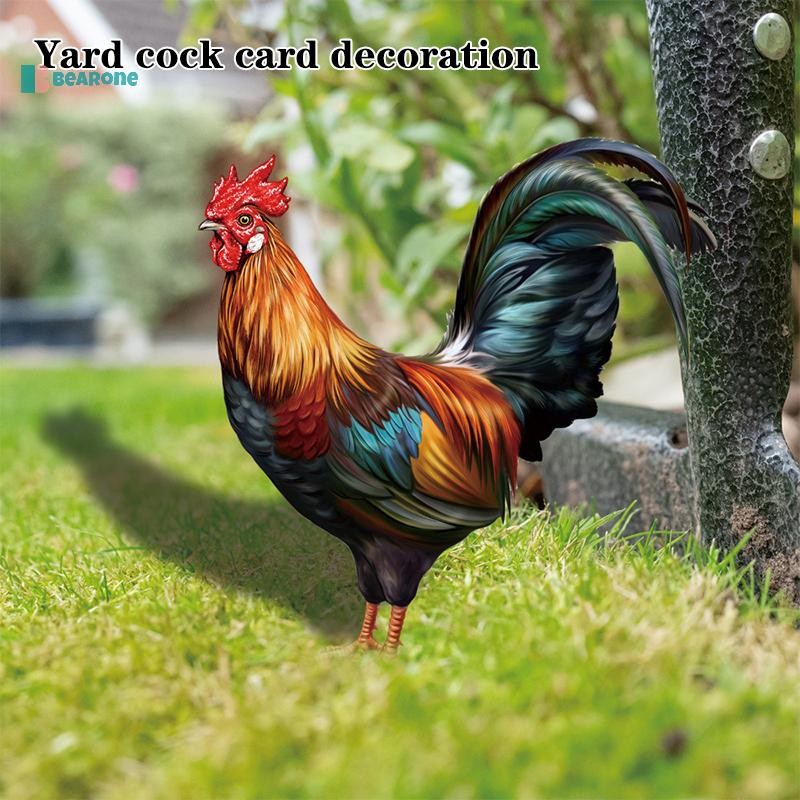 <bearone> สวน Rooster รูปปั้นไก่ประติมากรรมสําหรับ Yard Decor Weatherproof Hen Figurine สําหรับ Patio Backyard ตกแต่งบ้านกลางแจ้ง Nice