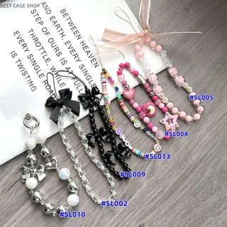 Phone Bracelets สายคล้องโทรศัพท์มือถือ สไตล์วินเทจ เชือกเส้นเล็ก แบบถัก สีน้ําตาล สีดํา สีขาว Fashion แบบเรียบง่าย