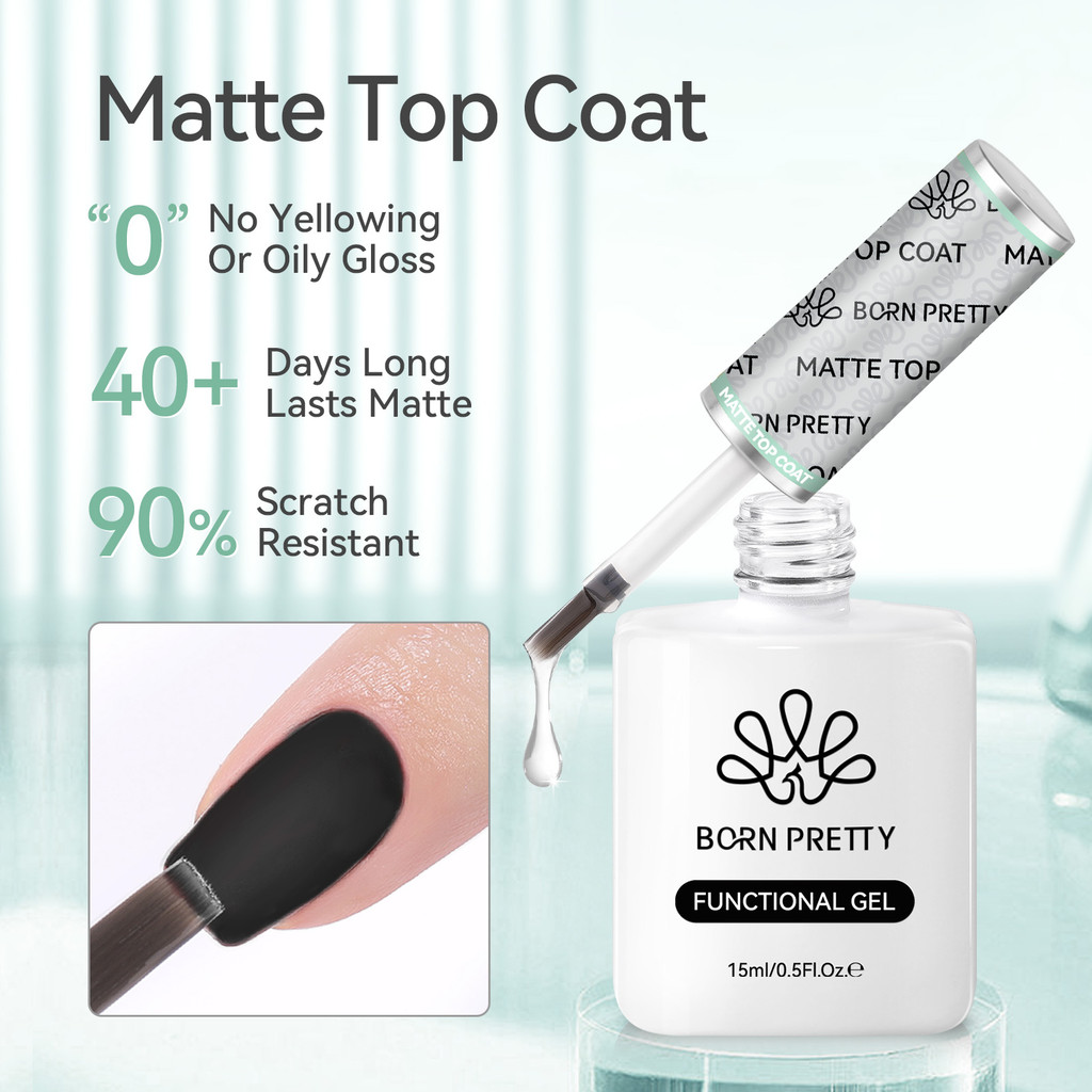 Born Pretty Matte Top Coat Base Gel Nail Polish Clear Long Lasting Nail Art