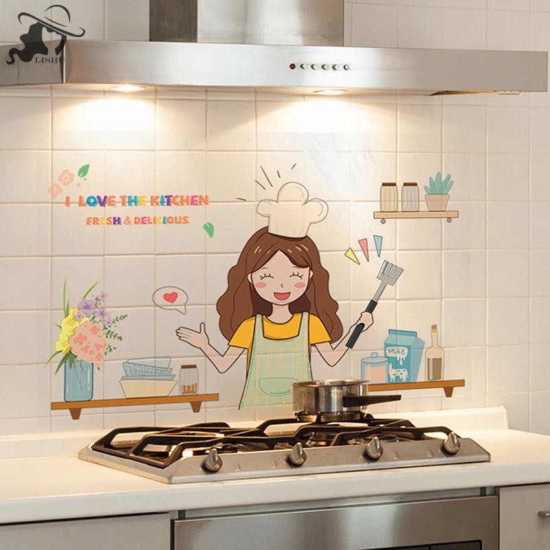 Lishu 1 แผ่น 30*90 ซม. 60*90 ซม.Self-Adhesive ห้องครัวสติกเกอร์กันน้ํามันทนความร้อน,กันน้ําและน้ํามันสติกเกอร์ตู้ th